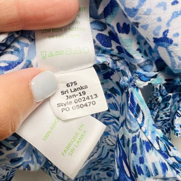 Lilly Pulitzer Willa Flounce‎ Sleeves Top Blue Women’s Size Small - Picture 7 of 9